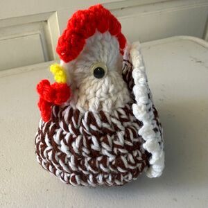 Handmade Handcrafted Crochet Knitted Stuffed Derpy Rooster Shelf Sitter
